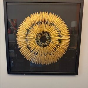 Framed Golden Feather Wall Art Avery Gold Feather Spiral Wall Decor by ELK